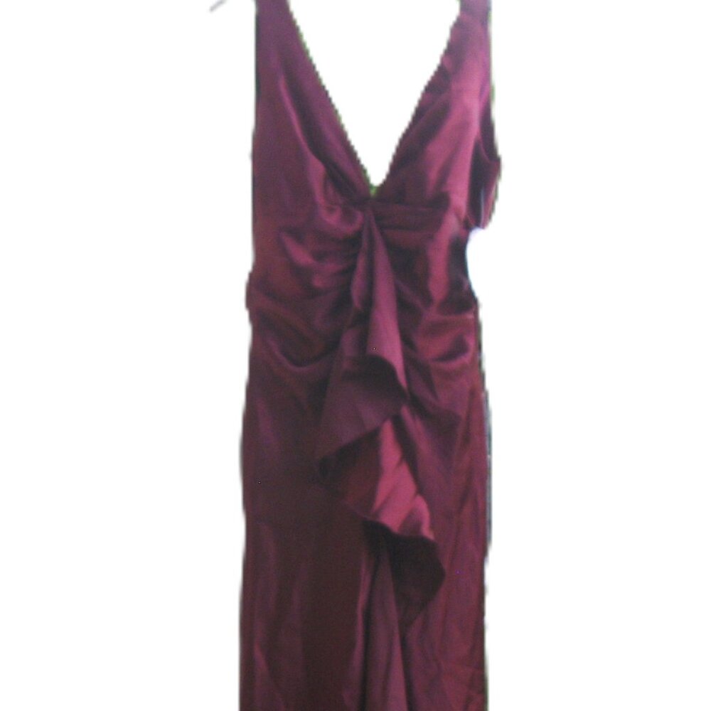 VTG w/ Tag RAMPAGE Burgundy Ruffle Evening Gown 3 Whimsigoth *Needs Zipper Pull*